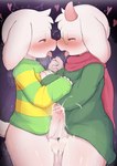 balls balls_touching blush bodily_fluids clothed clothing cum duo erection eyewear frottage fur genital_fluids genitals glasses horn humanoid_genitalia humanoid_penis male male/male penile penis scarf sex shota tongue tongue_out young yousan deltarune undertale undertale_(series) asriel_dreemurr ralsei bovid caprine goat mammal absurd_res censored hi_res