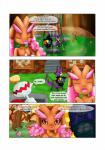 2016 absurd_res alternate_color anthro canid canine chimecho comic eevee english_text fan_character felid female feral fur generation_1_pokemon generation_3_pokemon generation_4_pokemon generation_5_pokemon green_eyes group hair hi_res lady_lo looking_at_viewer lopunny mammal nintendo open_mouth pokemon pokemon_(species) pokemon_mystery_dungeon purrloin raven_eevee raveneevee red_eyes shiny_pokemon smile spike_chunsoft standing text