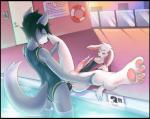 4_toes anal anal_penetration balls black_penis blush canine couple crossdressing cum cum_in_ass cum_inside cum_while_penetrated cumshot erection eyes_closed gay hands-free humanoid_penis interspecies knot lagomorph leg_grab lying lysergide male mammal on_back one-piece_swimsuit one_eye_closed open_mouth orgasm penetration penis pool rabbit raised_leg sex spread_legs spreading standing swimsuit swimsuit_aside table_lotus_position water
Rating: Explicit
Score: 20
User: HoboAssassin
Date: April 23, 2014