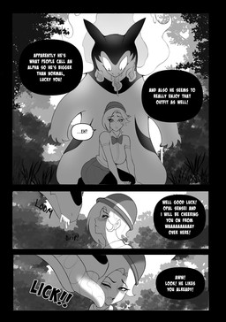 4_fingers anthro aroused being_watched blush bodily_fluids bottomwear bow_tie breasts cheek_lick clothing detailed_background dripping duo elemental_manipulation eyelashes face_lick female female_on_anthro female_on_feral feral fingers fire fire_manipulation forest_background fur fur_markings hair hair_over_eye hat headgear headwear human_on_anthro imminent_interspecies imminent_pokephilia imminent_rape imminent_sex interspecies kneeling larger_anthro larger_feral legwear licking licking_another licking_partner looking_at_another looking_at_partner male male/female male_on_human markings minicomic multicolored_body multicolored_fur offscreen_character plant pokephilia saliva saliva_drip saliva_on_tongue semi-anthro shirt size_difference skirt smaller_female smaller_human speech_bubble standing text thick_thighs thigh_highs tongue tongue_out topwear two_tone_body two_tone_fur kokoe nintendo pokemon miranda_(angelicsavior1) generation_2_pokemon generation_8_pokemon hisuian_form hisuian_typhlosion human mammal pokemon_(species) regional_form_(pokemon) typhlosion comic english_text hi_res monochrome shaded