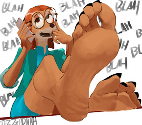 5_toes anthro blue_clothing blue_dress blue_jacket blue_topwear bottomwear brown_body brown_eyes brown_fur brown_hair cellphone clothed clothed_anthro clothing countershade_fur countershading dialogue dress electronics eyelashes eyewear feet female female_anthro fingernails fingers foot_fetish foot_focus fur glasses hair holding_cellphone holding_object holding_phone holding_smartphone humanoid_feet jacket markings nails office_clothing office_lady open_mouth phone phone_call plantigrade round_glasses secretary short_hair shoulder_length_hair simple_background sitting smartphone soles solo talking_on_phone text toenails toes topwear wearing_glasses tezzadnah illumination_entertainment sing_(movie) suki_lane canid canine canis domestic_dog hunting_dog mammal saluki sighthound 2026 english_text hi_res watermark
