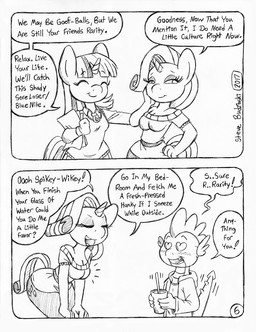 adolescent anthro blush blush_lines breasts clothed clothed_anthro clothed_female clothed_male clothing container cup cutie_mark dialogue eyelashes female fully_clothed fully_clothed_anthro fully_clothed_female fully_clothed_male glass group heart_eyes heart_symbol horn male paper smitten speech_bubble sweater sweater_vest tall_girl text topwear trio unicorn_horn vest water water_glass wings young circe_(artist) friendship_is_magic hasbro my_little_pony mythology rarity_(mlp) spike_(mlp) twilight_sparkle_(mlp) dragon equid equine mammal mythological_creature mythological_equine mythological_scalie scalie unicorn winged_unicorn comic english_text monochrome