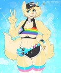 abs acab accessory anarcho-communist_flag anthro antifa biceps big_tail blonde_hair blue_eyes bottomwear breasts bulge clothing collar collar_tag dolphin_shorts fanny_pack flag flag_print fluffy fluffy_chest fluffy_ears fluffy_hair fluffy_tail fur gender_symbol gesture glistening glistening_body glistening_eyes glistening_skin gynomorph hair hand_gesture happy hat headgear headwear hotpants intersex intersex_symbol legwear lgbt_pride medium_breasts multicolored_body multicolored_clothing multicolored_fur multicolored_legwear multicolored_stockings multicolored_thigh_highs multicolored_topwear muscle_tone muscular muscular_gynomorph muscular_intersex neck_tuft pansexual_pride_colors pattern_clothing piercing pin_accessory pin_button politics pride_color_accessory pride_color_clothing pride_color_legwear pride_color_stockings pride_color_thigh_highs pride_color_topwear pride_colors pride_pin progress_pride_colors rainbow_pride_colors shiny_abs short_hair shorts simple_background smile solo stockings striped_clothing stripes symbol tail text text_on_clothing text_on_hat text_on_headwear thick_thighs thigh_highs topwear transgender_pride_colors tuft two_tone_body two_tone_fur under_boob undercut v_sign wide_hips yellow_body blushbrush hasbro magic:_the_gathering meme_clothing wizards_of_the_coast women_want_me_fish_fear_me blush_(blushbrush) bird_dog canid canine canis domestic_dog golden_retriever hunting_dog mammal retriever wolf 5:6 absurd_res english_text hi_res lol_comments meme trans_(lore) trans_woman_(lore)