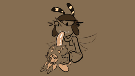 4_wings antennae_(anatomy) anthro anthro_on_feral back_wings bestiality big_penis bodily_fluids breasts carrying_another carrying_partner clothed clothed_anthro clothed_female clothed_sex clothing duo eyelashes fellatio female female_anthro feral fluffy_antennae fur genitals hair insect_wings insectophilia interspecies larger_anthro larger_female larger_penetrated long_sleeves male male/female male_feral medium_breasts multi_wing oral oral_penetration penetration penile penile_penetration penis penis_in_mouth saliva saliva_on_face saliva_on_penis sex short_hair size_difference small_but_hung smaller_feral smaller_male striped_antennae stripes sweater toony topwear wings soulcentinel pinkmoth_(pinkmoth) arthropod fly_(animal) insect lepidopteran mosquito moth 16:9 2026 2d_animation animated loop monochrome sepia widescreen