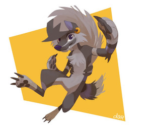 abstract_background anthro cheek_tuft chest_fur chest_tuft claws ear_piercing ear_ring facial_tuft finger_claws fluffy fluffy_tail fur grey_body grey_fur looking_at_viewer male multicolored_body multicolored_fur pawpads paws piercing pose purple_body purple_eyes purple_fur purple_nose ring_piercing snaggle_tooth solo tail toe_claws tuft darmp nintendo pokemon dl_wolf_(dl2288) fan_character generation_7_pokemon lycanroc midnight_lycanroc pokemon_(species)