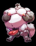 3_toes 5_fingers anthro balls barazoku belly big_balls big_belly big_muscles big_nipples big_pecs big_penis biped black_nose claws digitigrade dipstick_tail erection eyebrows feet fingers fur genitals gloves_(marking) grey_body grey_fur hair huge_belly huge_penis humanoid_genitalia humanoid_penis hyper hyper_belly looking_at_viewer male markings moobs musclegut muscular muscular_anthro muscular_male navel nipple_fetish nipple_pinch nipple_play nipples nude overweight overweight_anthro overweight_male pecs penis pinch pink_penis pubes simple_background smile solo standing tail tail_markings toe_claws toes transparent_background vein veiny_penis yellow_sclera cursedmarked mythology monte_(worgenrouge) canid canine canis mammal mythological_canine mythological_creature werecanid werecanine werecreature werewolf wolf 4:5 absurd_res alpha_channel hi_res