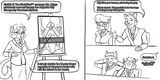 age_difference anthro big_breasts big_penis breasts cheek_tuft clothed clothing courtroom dialogue erection eyewear facial_tuft female fur genitals glasses group hair humanoid_genitalia humanoid_penis intraspecies lawyer male mature_anthro mature_female necktie nude older_female pedophilia_humiliation penis penis_covering_eyes ruined_reputation shota simple_background small_but_hung smile smug suit text tuft vein veiny_penis young young_anthro young_but_hung imierbenety can't_see_the_haters hanna-barbera snapchat swat_kats ben_gally callie_briggs elsie_burmilla_(callmewritefag) fan_character percy_lynxoln unnamed_character domestic_cat felid feline felis mammal 2022 2:1 black_and_white comic digital_drawing_(artwork) digital_media_(artwork) english_text hi_res meme monochrome sketch widescreen