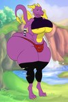 anthro anthrofied areola areola_slip bottomwear bottomwear_down breasts clothed clothing gynomorph intersex obese overweight pants pants_down partially_clothed purple_body shirt solo tail thick_thighs thong topwear underwear mr_jugger activision mythology spyro_the_dragon spyro dragon mythological_creature mythological_scalie scalie hi_res