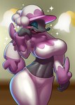 2015 anthro anthrofied big_breasts breasts canid canine clothed clothing colliefleur elpatrixf female furfrou generation_6_pokemon hat headgear headwear hi_res mammal matron_trim_furfrou navel nintendo open_mouth pokemon pokemon_(species) pokemorph solo teeth thick_thighs tongue wide_hips