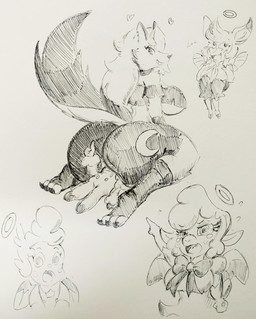 angry anthro big_breasts big_butt big_tail bottomwear breasts butt claws clothing collar facesitting feathered_wings feathers female flying fur gesture group hair hand_gesture hooves huge_butt laugh long_hair male male/female moon_symbol pants paws pleased pleased_expression pointing pointing_at_another sitting sitting_on_another smile solo spiked_collar spikes surprised tail teeth thumbs_up toe_claws torn_clothing wings pikapika212 hellaverse helluva_boss mythology cletus_(helluva_boss) collin_(helluva_boss) deerie_(helluva_boss) keenie_(helluva_boss) loona_(helluva_boss) angel bovid canid canid_demon canine canis caprine demon hellhound mammal mythological_canine mythological_creature sheep hi_res traditional_media_(artwork)