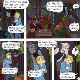 5_panel_comic anarchy_symbol anthro backpack beverage_can black_clothing black_hair black_shirt black_topwear black_vest blonde_hair bong box broken_window clothing collar container dialogue drugs exclamation_point eye_contact flannel_shirt fur furniture glass_bottle graffiti graffiti_on_wall grey_body grey_fur group hair hands_together hoodie inside logo long_snout looking_at_another male messy_room nervous page_number pizza_box profanity red_eyes shirt smile smiling_at_another snout sofa speech_bubble stairs startled text topwear trio vest white_body white_fur yellow_body yellow_fur kriek_wildebeest jack_(kriek_wildebeest) jeremy_(kriek_wildebeest) tom_(kriek_wildebeest) border_collie borzoi canid canine canis collie domestic_dog herding_dog hunting_dog husky hybrid mammal nordic_sled_dog pastoral_dog sheepdog sighthound spitz wolf 1:1 artist_logo comic english_text hi_res multiple_scenes