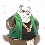 anthro balls belly big_belly blush brown_body brown_fur clothing cute_fangs fangs flaccid fur genitals hoodie kemono male overweight overweight_male penis shirt solo teeth topwear natamaru_a tera_online canid canine mammal popori 1:1 2016