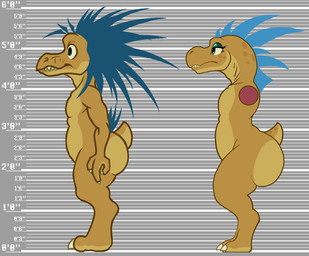 anthro before_and_after big_butt blue_eyes blue_hair butt eyeshadow hair makeup male nude short_tail side_view solo spots tail yellow_body mukihyena halo_(series) microsoft xbox_game_studios kiggy alien kig-yar ruuhtian scalie digital_media_(artwork) hi_res model_sheet