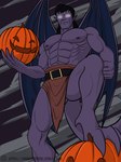 bottomwear clothing glowing glowing_eyes hair loincloth long_hair looking_at_viewer male membrane_(anatomy) membranous_wings nipples solo wings jckun92 disney gargoyles goliath_(gargoyles) gargoyle 3:4 hi_res