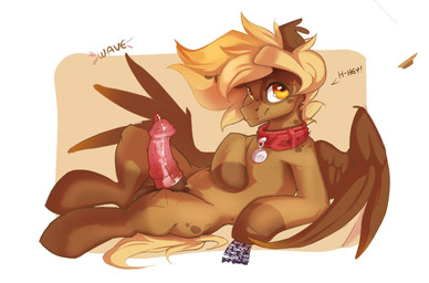 animal_genitalia animal_penis balls brown_body brown_fur collar condom equine_genitalia equine_penis erection feathered_wings feathers feral fur genitals looking_at_viewer male orange_eyes penis quadruped red_collar sexual_barrier_device solo wearing_condom wings jazzynsfw hasbro my_little_pony mythology fan_character longshot_(jazzynsfw) equid equine mammal mythological_creature mythological_equine pegasus hi_res