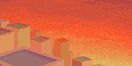 anthro building detailed_background fur male orange_body orange_fur outside scenery sitting solo sunset demensa canid canine mammal 2021 absurd_res hi_res long_image wide_image