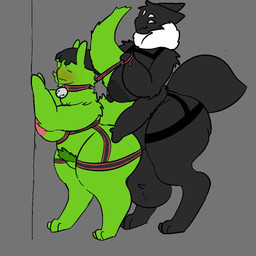 3_eyes 4_arms against_surface against_wall anthro arthropod_abdomen balls bell bell_collar big_balls big_breasts black_body black_fur black_nipples blush breasts butt butt_grab collar duo eyes_closed female fluffy fur genitals green_body green_fur gynomorph hand_on_butt harness headpat huge_balls hyper hyper_balls hyper_genitalia intersex intersex/female leash leash_pull markings multi_arm multi_eye multi_limb neck_tuft nipples paws penetration penile penile_penetration pink_nipples pivoted_ears pose pubes raised_tail sex simple_background smile spots spotted_markings tail thick_thighs tuft white_tuft cerelyan rain_world videocult saint_(rain_world) arachnid arthropod felid feline mammal slugcat spider 1:1