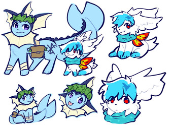 3_fingers 3_toes black_nose blue_body blue_fur cheek_tuft duo facial_tuft feet feral fingers fur male multiple_poses paws pose purple_eyes red_eyes scarf sitting toes tongue tongue_out tuft white_body white_fur unknown_artist nintendo pokemon petrus_(petruslol) eeveelution generation_1_pokemon generation_4_pokemon legendary_pokemon pokemon_(species) shaymin sky_forme_shaymin vaporeon 4:3 hi_res