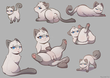 anus bedroom_eyes blue_eyes butt dipstick_tail downward_dog eyebrows female feral fur genitals head_tuft looking_at_viewer looking_back lying markings multiple_poses narrowed_eyes on_back on_front pawpads pink_pawpads pose presenting presenting_hindquarters presenting_vulva seductive sitting solo spread_legs spreading standing tail tail_markings tan_body tan_fur tuft vulva thelonearch lia_(thelonearch) domestic_cat felid feline felis mammal absurd_res hi_res