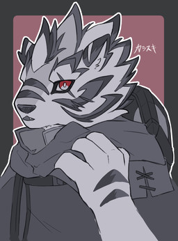 anthro chibi fur hood male red_eyes scar solo white_body white_fur nagisabus lifewonders live_a_hero kalaski felid mammal pantherine tiger hi_res