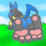 3_toes anthro barefoot big_butt biped blue_body blue_fur breasts butt cloud feet female field foot_focus fur grass humanoid_feet looking_at_viewer pawpads paws pink_pawpads plant plantigrade red_eyes sky soles solo tail toe_pads toes conditional_dnp zp92 nintendo pokemon canid canine generation_4_pokemon lucario mammal pokemon_(species) 1:1 2013 digital_media_(artwork) sketch