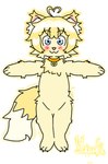 ahoge anthro asserting_dominance bell bell_collar big_tail blonde_hair blue_eyes blush claws collar fur hair male orange_collar owo simple_background solo t-pose tail uwu white_background white_body white_fur yellow_body yellow_fur yuukigameruwu yuuki_nicolas felid feline mammal 2024 absurd_res hi_res model_sheet