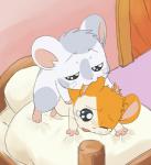 bed bed_sheet bedding blush duo feral furniture inside male male/male on_bed pillow manmosu_marimo hamtaro_(series) hamtaro oxnard_(hamtaro) cricetid hamster mammal rodent 2011 digital_media_(artwork)