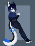 anthro blue_body blue_fur content_smile fur male meow mispoken solo ignisbatt domestic_cat felid feline felis mammal absurd_res hi_res shaded