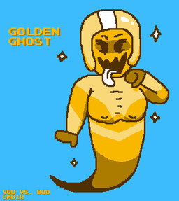 blush breasts female ghost_tail gold_body nipple_outline not_furry ojou_laugh racing_suit solo sparkles tongue tongue_out nuclearraven66 mario_bros nintendo golden_boo_(smb1r) boo_(mario) ghost spirit low_res
