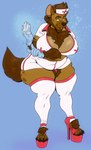 anthro big_breasts breasts clothing female footwear hairy high_heels huge_breasts legwear nurse shoes stockings thigh_highs galacticgoodie scaramouche_rotbelly gnoll hyena mammal absurd_res hi_res