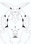 anthro balls beard belly big_belly facial_hair flaccid foreskin genitals humanoid_genitalia humanoid_hands humanoid_penis kemono male overweight overweight_male partially_retracted_foreskin penis pubes simple_background sitting solo white_background sigenoya lagomorph leporid mammal rabbit 2021 absurd_res hi_res monochrome