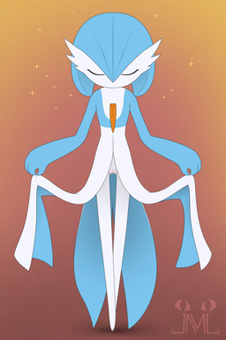 anthro blue_hair bottomwear bowing clothed clothing clothing_lift eyes_closed female front_view genitals hair humanoid_genitalia humanoid_vulva skirt skirt_lift standing vulva white_body jm-luxro nintendo pokemon gardevoir generation_3_pokemon pokemon_(species) shiny_pokemon 2:3 absurd_res hi_res