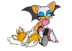 age_difference anthro duo female male male/female older_female on_bottom on_model on_top pillow reverse_cowgirl_position sex younger_male domnirch unknown_artist sega sonic_the_hedgehog_(series) miles_prower rouge_the_bat bat canid canine fox mammal absurd_res hi_res