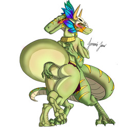 anthro big_tail blush butt butt_grab duo feathers female hand_on_butt hug male male/female tail jenghck terraria greeva_(jenghck) shimmered_witch_doctor witch_doctor_(terraria) boa_(snake) boinae emerald_tree_boa lihzahrd reptile scalie snake hi_res