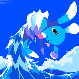 ambiguous_gender black_eyes blue_body cloud eyelashes feral heart_symbol looking_at_viewer one_eye_closed sea sky smile smiling_at_viewer solo water sleepy_sealion nintendo pokemon brionne generation_7_pokemon pokemon_(species) 1:1 2025 dated hi_res signature