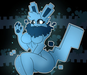 anthro blue_body blue_fur female fur gesture hair looking_at_viewer smile solo jadepaw06 nintendo pokemon shockwave_(liquafusion) eeveelution generation_1_pokemon jolteon pokemon_(species) hi_res