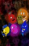 alternate_species blue_eyes female group machine male not_furry open_mouth simple_background smile text what artlovingcatgirl bandai_namco five_nights_at_freddy's pac-man_(series) pac-man_and_the_ghostly_adventures scottgames blinky_(pac-man) clyde_(pac-man) inky_(pac-man) pac-man pinky_(pac-man) animatronic robot waddling_head crossover digital_media_(artwork)