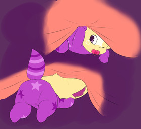 all_fours anthro bedding biped blanket clothed clothing diaper diaper_under_clothing fur heart_(marking) heart_symbol male markings multicolored_body multicolored_fur one_eye_closed onesie pacifier purple_body purple_eyes purple_fur raised_tail simple_background solo tail tan_body tan_fur toddler white_body white_fur young young_anthro clydeli canid canine fox mammal 2017 hi_res