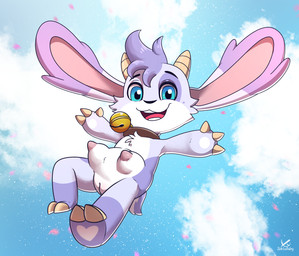 action_pose anthro bell bell_collar blue_eyes breasts caprine_teats caprine_udders casual_nudity collar crotch_breasts female fur genitals hair happy horn humanoid_genitalia innie_vulva long_ears looking_at_viewer low-angle_view nipples nude nude_anthro nude_female pose purple_body purple_fur purple_hair solo tail teats udders vulva white_teats white_udders young young_anthro young_female zeklullaby billie_bust_up billie_(billie_bust_up) bovid caprine goat mammal digital_media_(artwork) hi_res nonbinary_(lore)