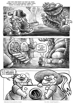 anthro bottomwear camera clothing detailed_background dialogue duo hat headgear headwear inside male micro outside overweight overweight_male shirt shorts text topwear trash_can walking jwbalsley chester_the_rat stinky_the_rat mammal murid murine rat rodent 2026 comic english_text hi_res monochrome