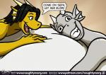 anthro comic dialogue dom_(naughtymorg) dragon ear_fins english_text fin grin horn inflation mythological_creature mythological_scalie mythology naughtymorg scales scalie seph_(naughtymorg) silly smile stuart_(naughtymorg) text url yellow_body yellow_scales