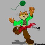 anthro ball_of_yarn big_pupils clothed clothing fishnet_clothing fur inner_ear_fluff looking_up male open_mouth open_smile pawpads paws playful playing pupils smile solo teeth tongue tuft whiskers yarn skeleboy domestic_cat felid feline felis humanoid mammal 1:1 absurd_res hi_res