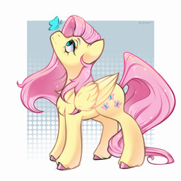 cutie_mark female looking_up solo standing katoda friendship_is_magic hasbro my_little_pony fluttershy_(mlp) arthropod butterfly equid equine horse insect lepidopteran mammal pony 1:1 hi_res