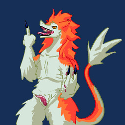 4_fingers anthro black_claws black_lips claws clitoral_hood clitoris countershading devil_horns_(gesture) devious_grin ear_piercing ear_ring female fingers flat_chested fur genitals gesture hand_gesture lips looking_at_viewer middle_finger open_mouth orange_body orange_eyes orange_fur pawpads piercing prehensile_clitoral_hood ring_piercing smile solo spiky_fur standing teeth tongue vulva white_body white_fur ada.tv cc0 creative_commons public_domain axe_(ada.tv) sergal 1:1 2025 aliasing alpha_channel digital_media_(artwork) krita_(artwork) shaded simple_shading