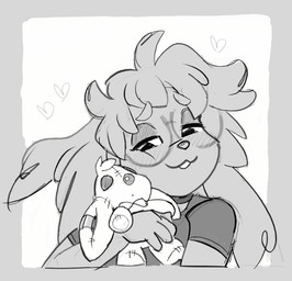 ambiguous_gender anthro cuddling eyewear glasses plushie queervanire final_fantasy square_enix hybrid nu_mou animated