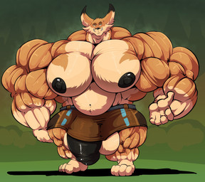 4_toes 5_fingers anthro balls big_balls big_muscles big_pecs big_penis black_nipples black_penis clothed clothing feet fingers fur genitals grin huge_balls huge_muscles huge_pecs huge_penis hyper hyper_balls hyper_genitalia hyper_muscles hyper_pecs hyper_penis looking_at_viewer male musclegut muscular muscular_anthro muscular_male navel nipples orange_body orange_fur pecs penis smile solo thick_penis toes topless bobert canid canine fox mammal 2019