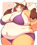 anthro back_rolls belly big_breasts bikini border breasts brown_hair chubby_cheeks clothing fat_rolls female female_anthro fur hair heart_symbol huge_breasts kemono obese obese_female overweight overweight_anthro overweight_female solo swimwear tan_body thick_thighs tuft two-piece_swimsuit white_border radiowave haruki_no_saidai_no_teki_wa_risei madoka_tagokoro canid canine fox mammal 2024 digital_drawing_(artwork) digital_media_(artwork) hi_res portrait three-quarter_portrait