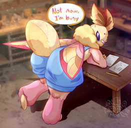 anthro big_butt butt male rear_view solo mailoshy marsh_(nebula_zorua) arthropod insect lepidopteran moth rosy_maple_moth hi_res