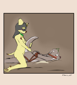 5_toes anal anal_penetration anthro anthro_on_anthro anthro_penetrated anthro_penetrating anthro_penetrating_anthro arm_markings bdsm black_eyes bondage border bound brown_background brown_border brown_markings brown_nose brown_pawpads brown_tail_tip clothing collar countershade_face countershade_fur countershade_tail countershade_torso countershading dipstick_tail duo feet from_behind_position fur furgonomic_headwear furgonomics gag gagged green_collar green_eyes grey_body grey_clothing grey_fur grey_headwear grey_mask headgear headwear heel_pad humanoid_feet interspecies leg_markings lying male male/male male_anthro markings mask mostly_nude mostly_nude_anthro mostly_nude_male multicolored_body multicolored_fur narrowed_eyes nude nude_anthro nude_male on_front pawpads penetration penile penile_penetration penis_in_ass plantigrade plantigrade_pawpads prone_bone_position sex side_view simple_background tail tail_grab tail_markings text toes two_tone_body two_tone_fur whiskers white_body white_countershading white_fur white_inner_ear white_sclera young young_anthro young_male young_on_young atomic_cat_nsfw canid canine canis domestic_cat domestic_dog felid feline felis lontra mammal mustelid otter river_otter artist_name english_description hi_res