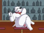 alcohol anthro bar beverage brian_griffin butt canid canine crossed_legs family_guy genitals glass hand_behind_head holding_glass holding_object hornypurpproto leg_over_thigh male mammal nude penis sitting slimygooper solo wine